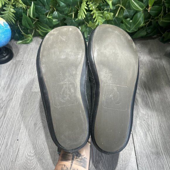 Olukai Moloa Black Leather Wool Lined Slippers Loafers Shoes Men’s Size 11
